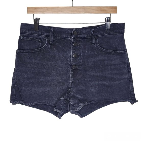 J Crew RE-IMAGINED Black Button Fly Cutoff Denim Shorts Women's Size 30 #3120 - Picture 1 of 6